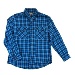 Duluth Shirt Mens L Blue Plaid Flannel Button Down Workwear Pocket